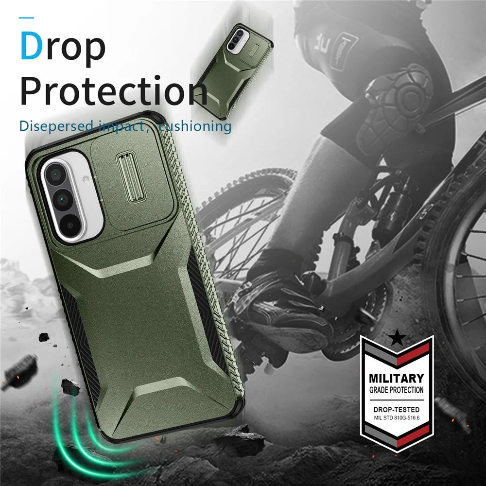 For Samsung Galaxy A37 5G / A56 5G / A36 5G Case Camshield TPU+PC Phone Cover Non-Slip Side Edge - Green - 7