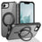 For iPhone 17e / 16e Case Magnetic Rotatable Ring Kickstand TPU + PC Phone Cover - Black - 1