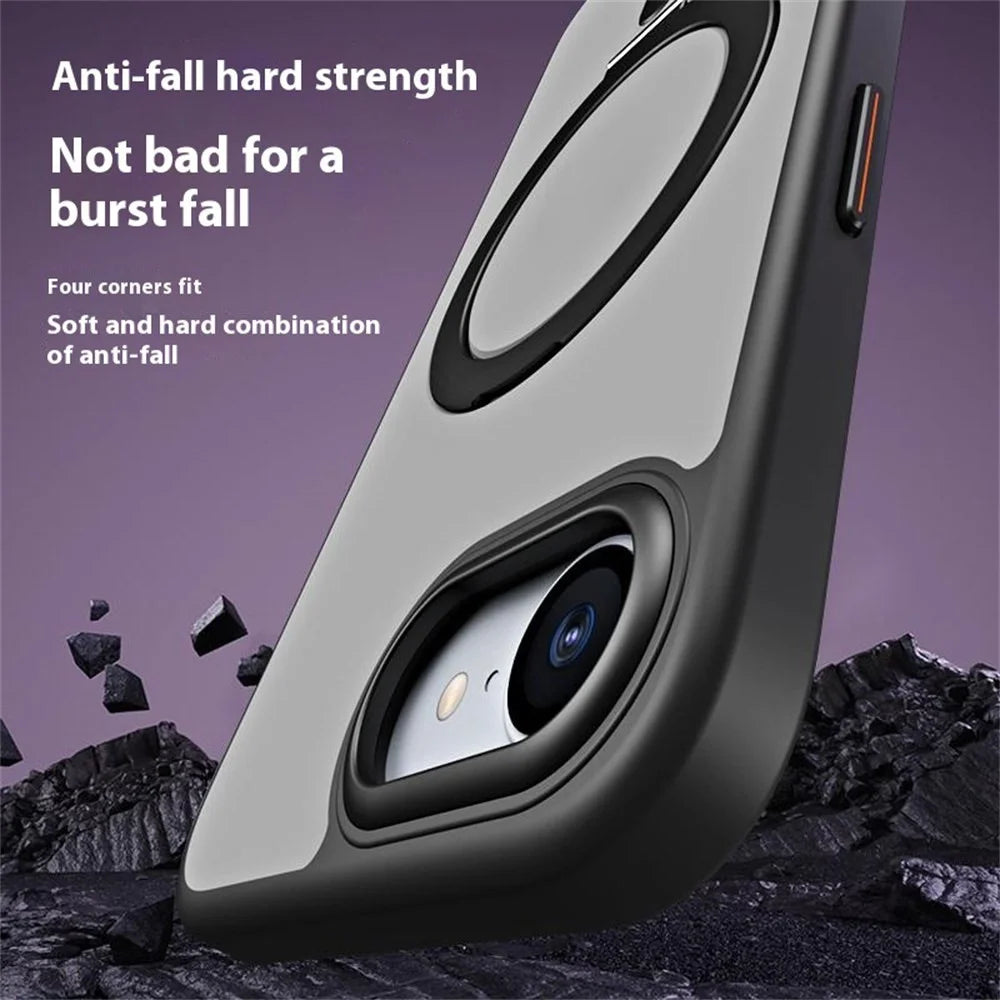 For iPhone 17e / 16e Case TPU + Acrylic Hidden Magnetic Kickstand Phone Cover - Black - 4