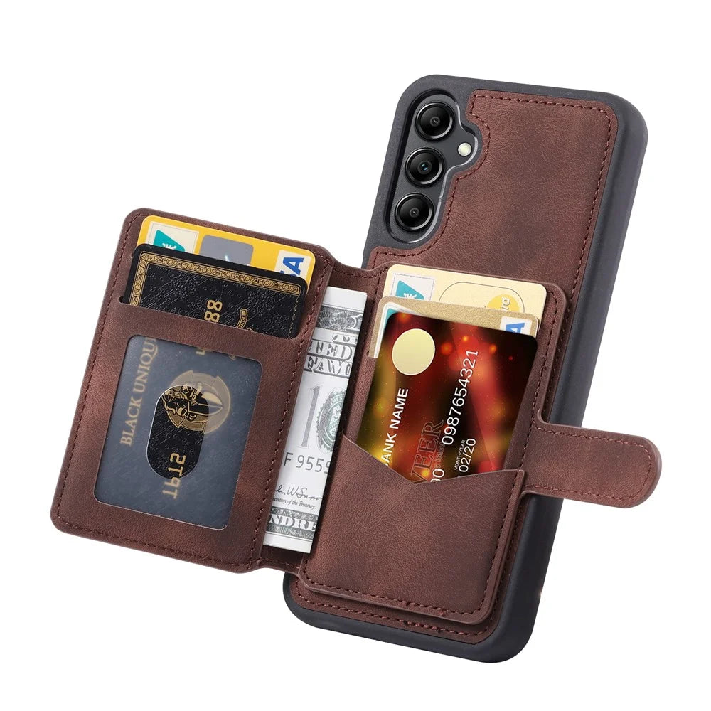 For Samsung Galaxy A36 5G Case Wallet Card Slot TPU + PU Leather Back Phone Cover - Coffee - 2