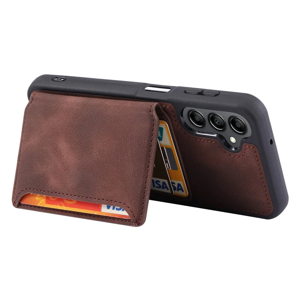 For Samsung Galaxy A36 5G Case Wallet Card Slot TPU + PU Leather Back Phone Cover - Coffee - 3