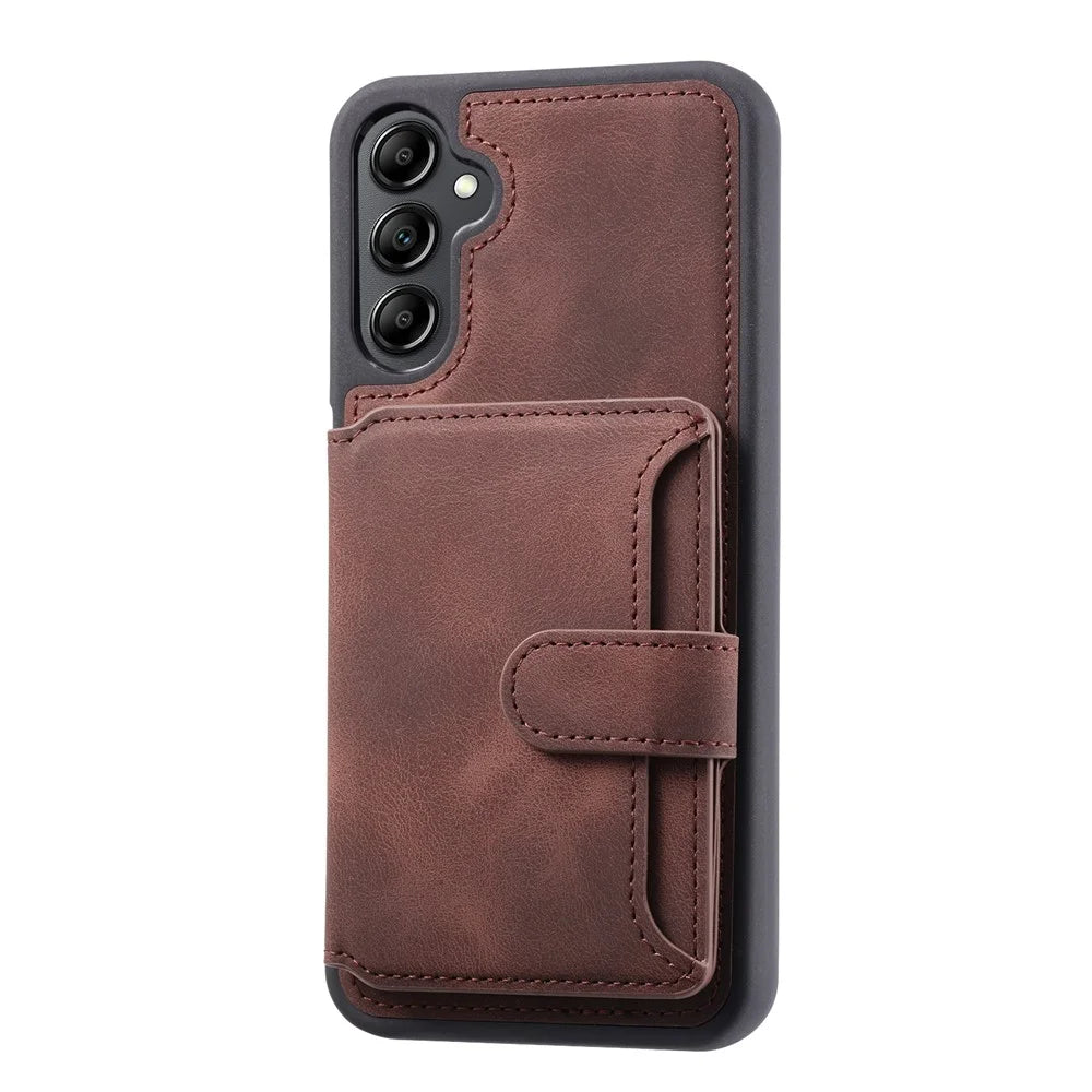For Samsung Galaxy A36 5G Case Wallet Card Slot TPU + PU Leather Back Phone Cover - Coffee - 5