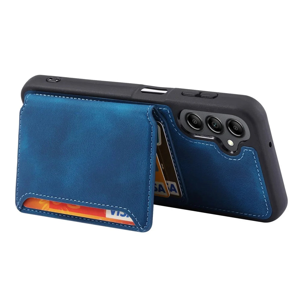 For Samsung Galaxy A56 5G Case Wallet Card Slot TPU + PU Leather Back Phone Cover - Navy Blue - 3