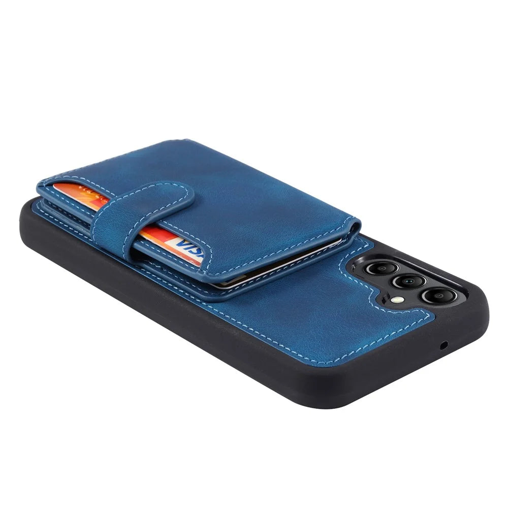 For Samsung Galaxy A56 5G Case Wallet Card Slot TPU + PU Leather Back Phone Cover - Navy Blue - 4