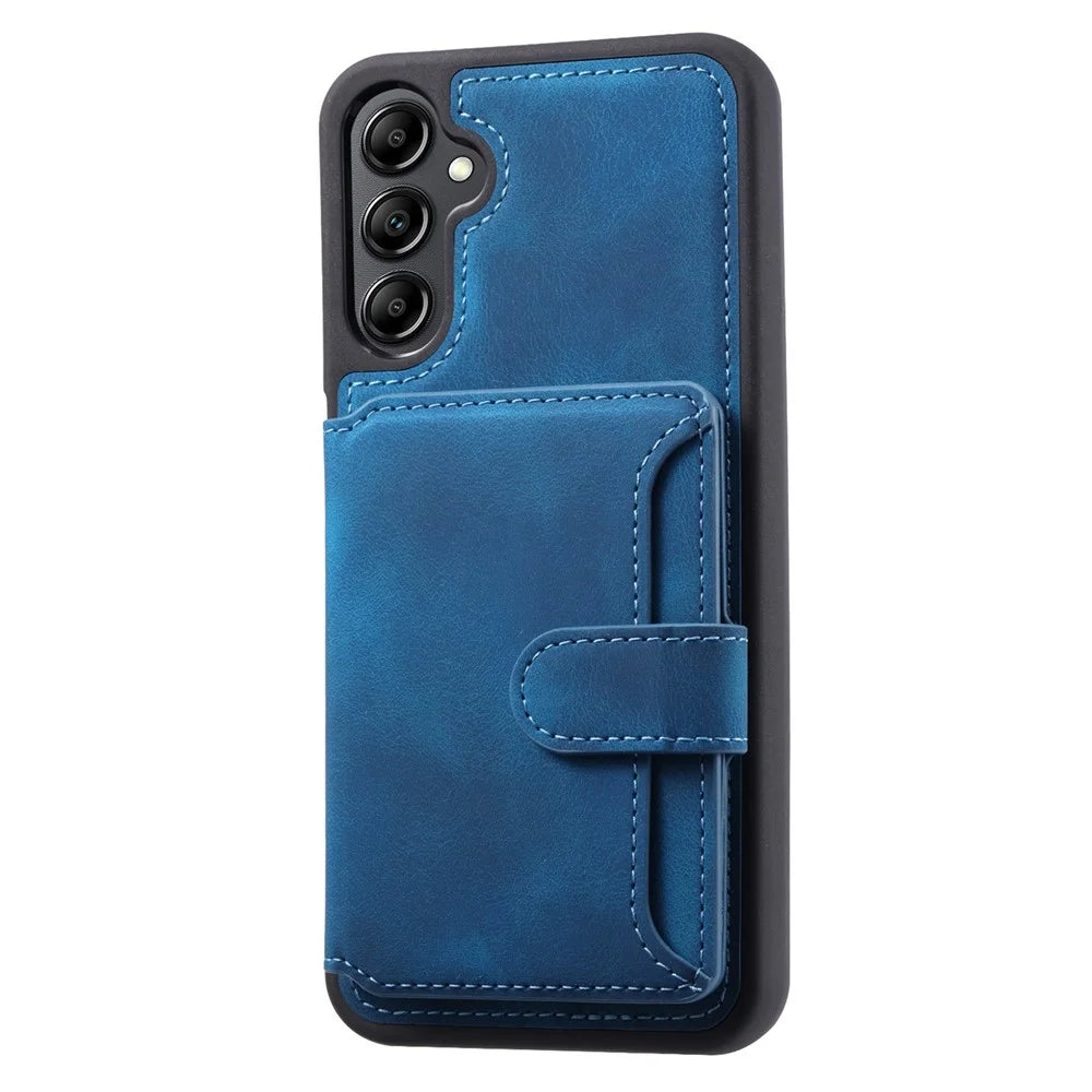 For Samsung Galaxy A56 5G Case Wallet Card Slot TPU + PU Leather Back Phone Cover - Navy Blue - 5