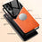 For Samsung Galaxy S25 Edge Case Leather Coated PC+TPU Phone Back Cover - Orange - 4
