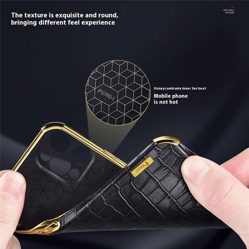 For Samsung Galaxy A36 5G Case TPU + PU Kickstand Phone Cover Crocodile Texture Electroplating - Black - 5