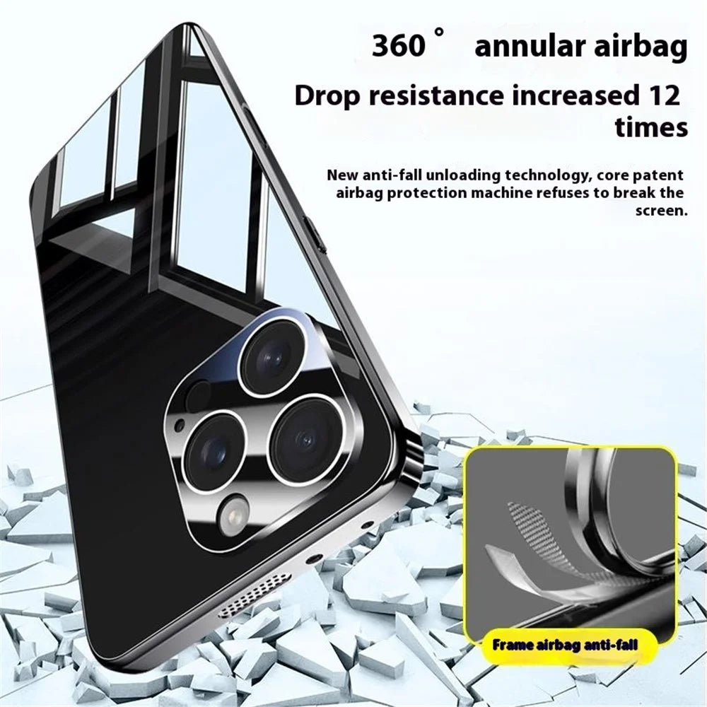 For iPhone 16 Pro Case Electroplating PC Phone Back Cover with Camera Lens Protector - Black - 4