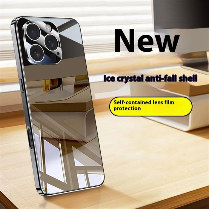 For iPhone 16 Pro Max Case Electroplating PC Phone Back Cover with Camera Lens Protector - Black - 2