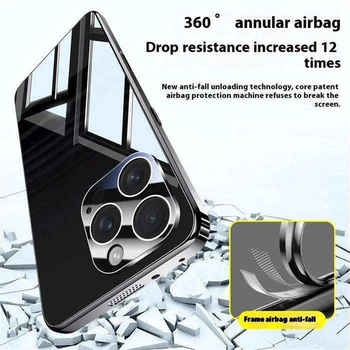 For iPhone 16 Pro Max Case Electroplating PC Phone Back Cover with Camera Lens Protector - Black - 4