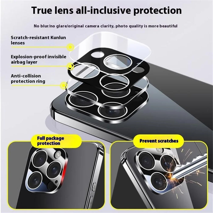 For iPhone 16 Pro Max Case Electroplating PC Phone Back Cover with Camera Lens Protector - Black - 6