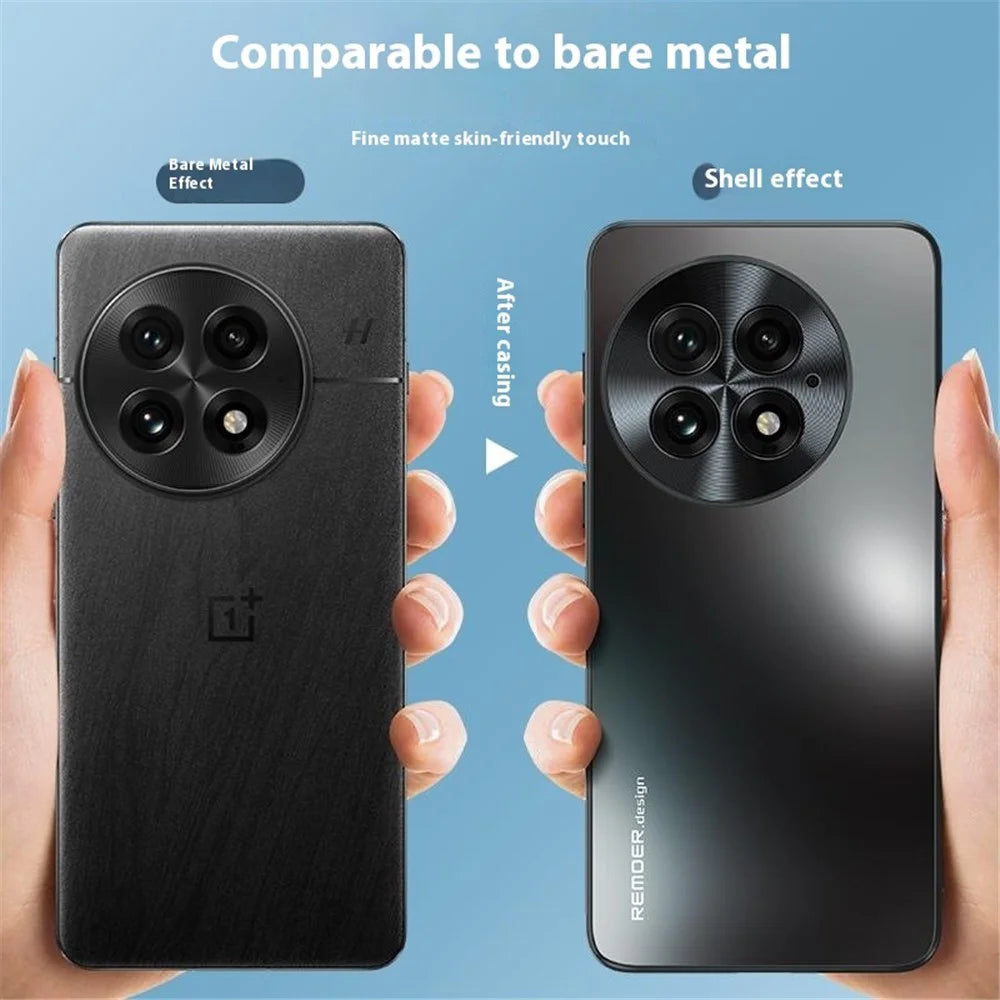 For OnePlus 13 Case Anti-Fall Skin-Touch Matte PC Phone Cover with Metal Lens Ring - Black - 2