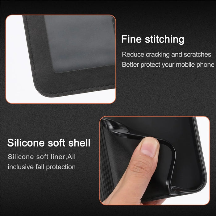 For Samsung Galaxy S25 Edge Case Happy Cat Pattern Imprinted Leather Wallet Phone Cover - Black - 7