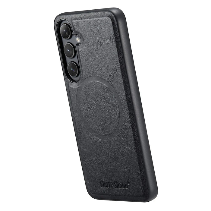 FIERRE SHANN 027 For Samsung Galaxy S25+ Magnetic Case Leather + TPU Phone Cover - Black - 2