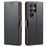 For Samsung Galaxy S25 Ultra Case Magnetic Closure PU Leather Wallet Stand Cover - Black - 1