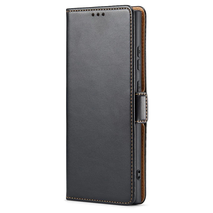 For Samsung Galaxy S25 Ultra Case Magnetic Closure PU Leather Wallet Stand Cover - Black - 6