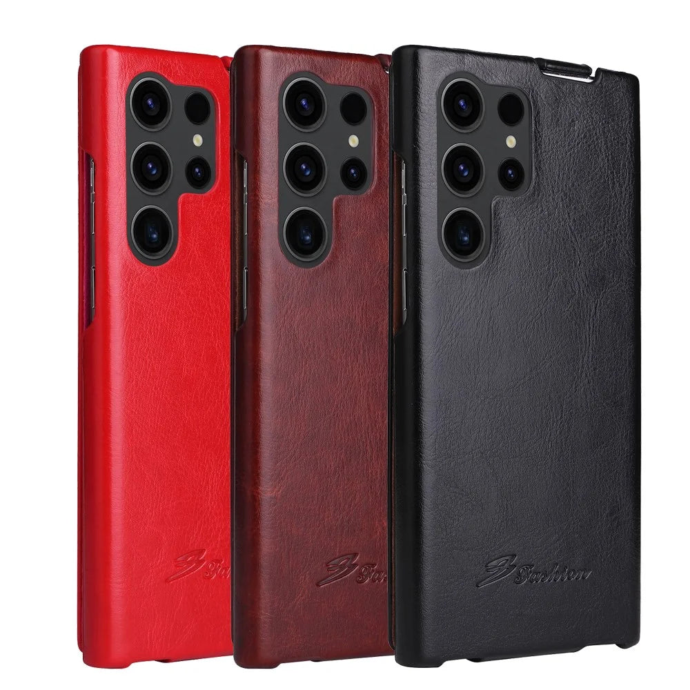 For Samsung Galaxy S25 Ultra Case Vertical Flip PU Leather + PC Phone Cover - Black - 6