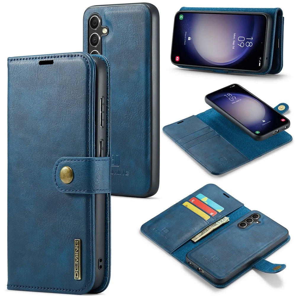 DG.MING for Samsung Galaxy A56 5G Case Detachable Split Leather Phone Cover - Blue - 1