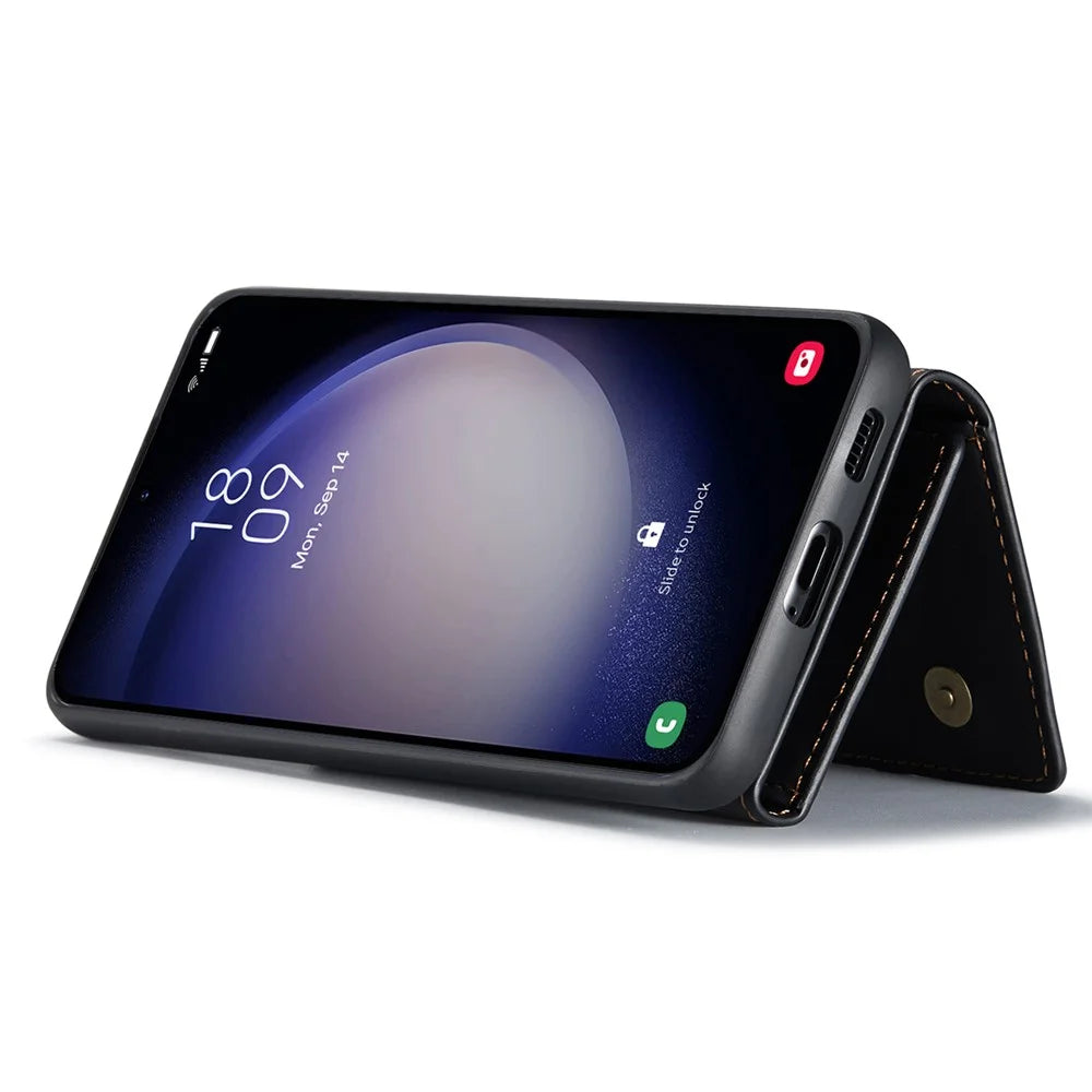 DG.MING M1 Series for Samsung Galaxy A56 5G Case Kickstand PU Phone Cover with Detachable Wallet - Black - 3