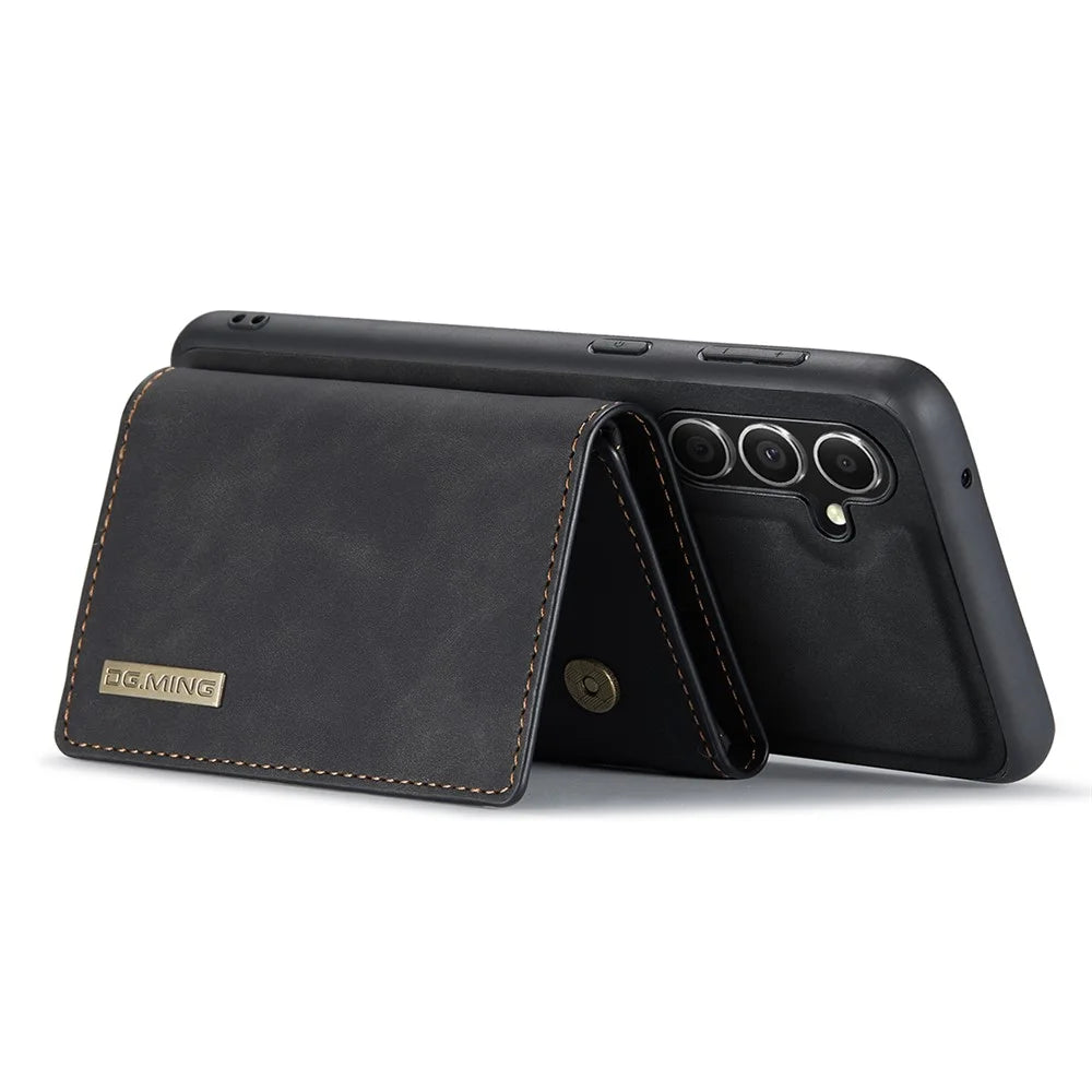 DG.MING M1 Series for Samsung Galaxy A56 5G Case Kickstand PU Phone Cover with Detachable Wallet - Black - 4