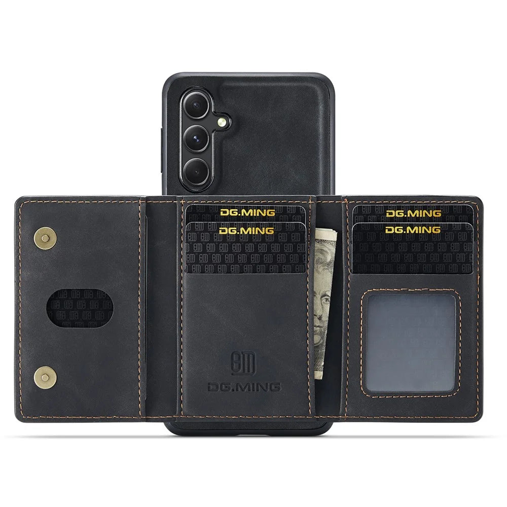 DG.MING M2 Series for Samsung Galaxy A56 5G Case PU + PC + TPU Phone Cover Detachable Wallet - Black - 2