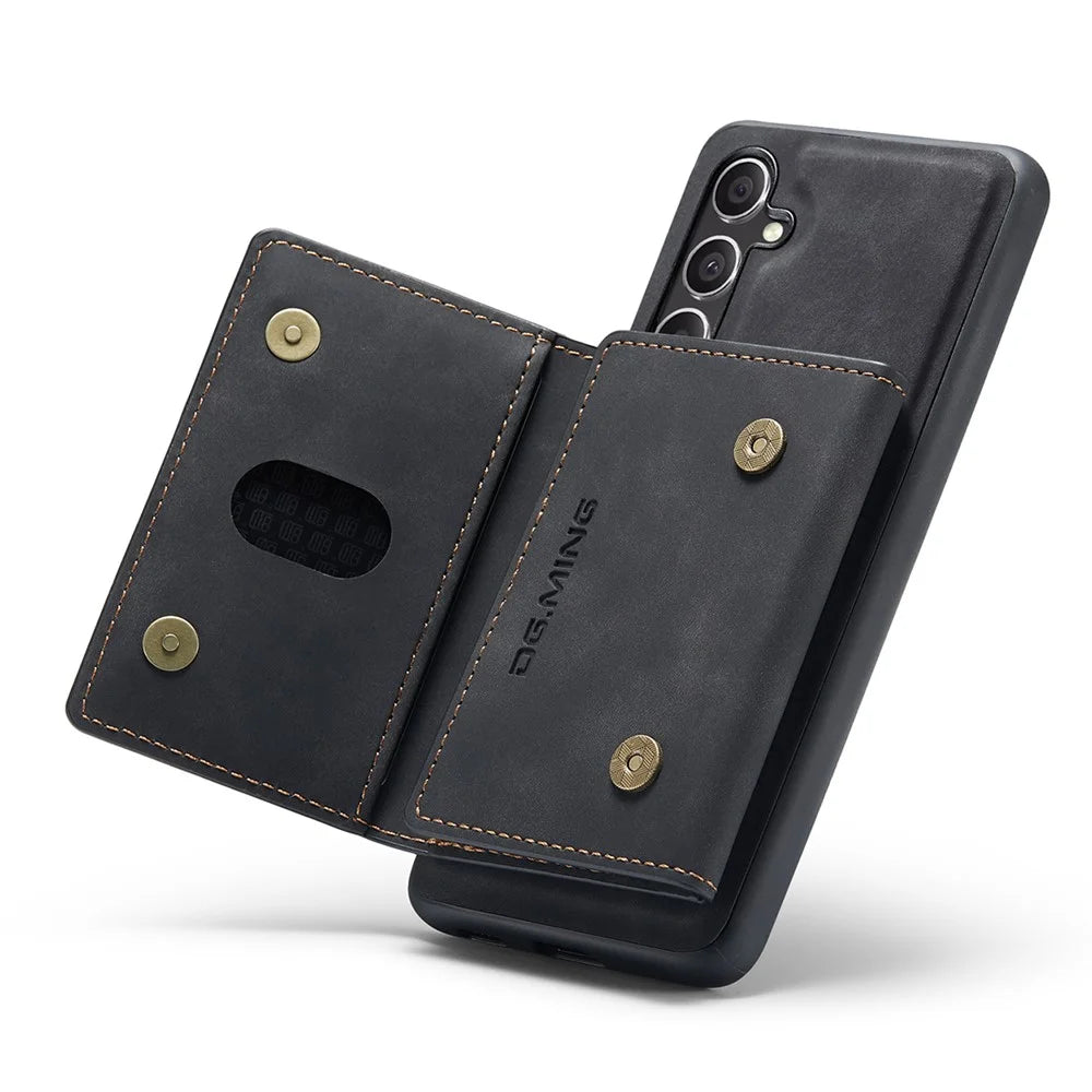 DG.MING M2 Series for Samsung Galaxy A56 5G Case PU + PC + TPU Phone Cover Detachable Wallet - Black - 4