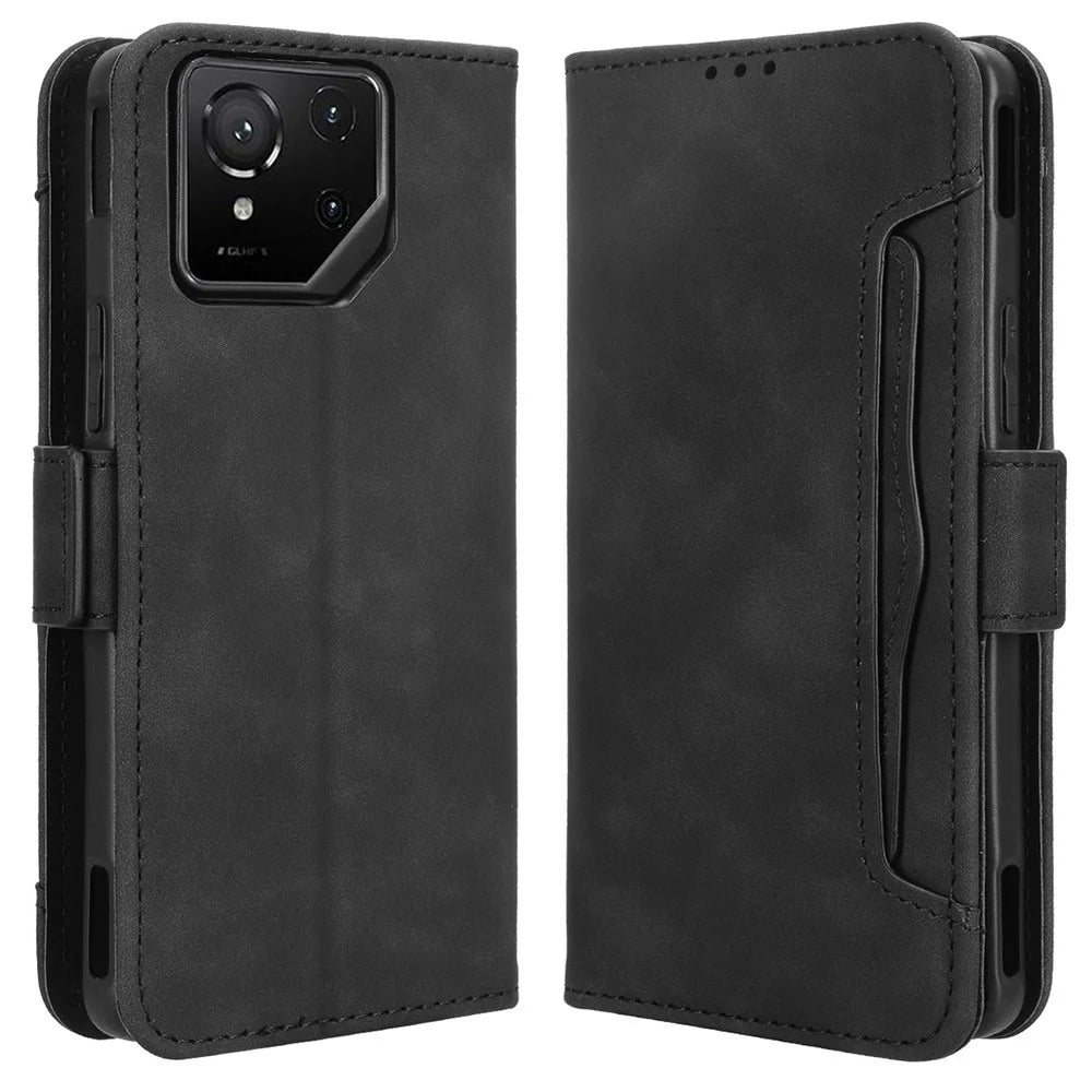 For Asus ROG Phone 9 5G / Phone 9 Pro 5G Case Wallet Leather Phone Cover with Multiple Card Slots - Black - 1