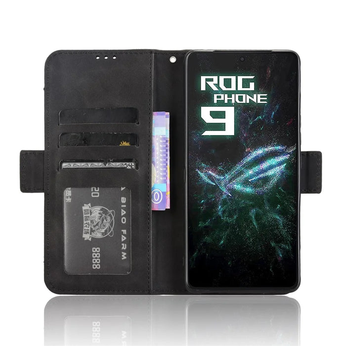For Asus ROG Phone 9 5G / Phone 9 Pro 5G Case Wallet Leather Phone Cover with Multiple Card Slots - Black - 3