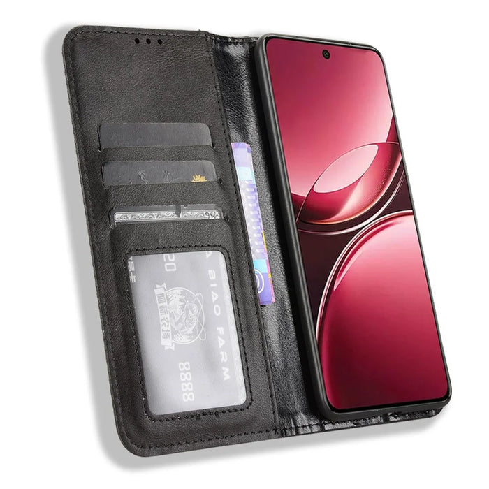 For vivo V50 5G Case Wallet Stand Retro Texture Leather Phone Cover - Black - 3
