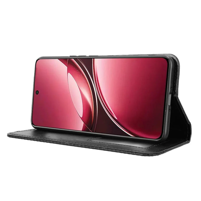 For vivo V50 5G Case Wallet Stand Retro Texture Leather Phone Cover - Black - 4