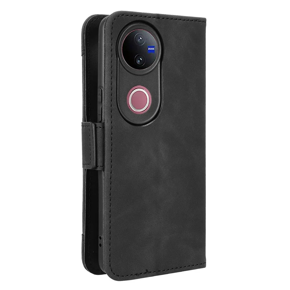 For vivo V50 5G Case Wallet Leather Phone Cover with Multiple Card Slots - Black - 7