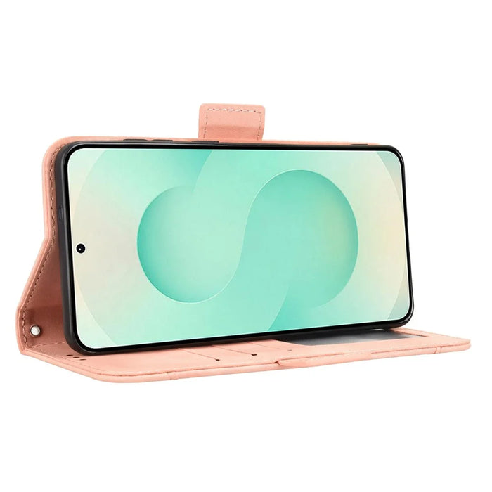 For Samsung Galaxy S25 Edge Case Wallet Leather Phone Cover with Multiple Card Slots - Pink - 4