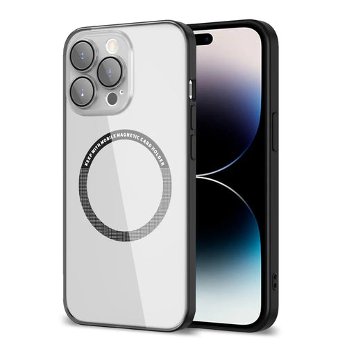 Magnetic Case for iPhone 14 Pro Max Anti-Fingerprint Phone Case Soft TPU Hard PC Shockproof Cover with Metal Lens Protection - Black - 1