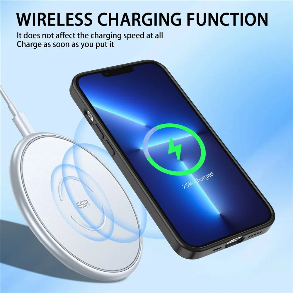 Magnetic Case for iPhone 14 Pro Max Anti-Fingerprint Phone Case Soft TPU Hard PC Shockproof Cover with Metal Lens Protection - Black - 2
