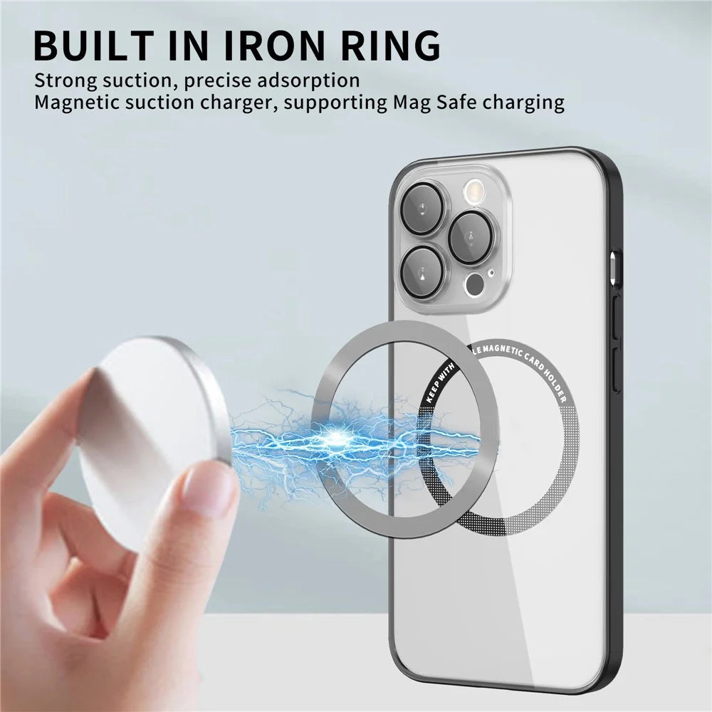 Magnetic Case for iPhone 14 Pro Max Anti-Fingerprint Phone Case Soft TPU Hard PC Shockproof Cover with Metal Lens Protection - Black - 5