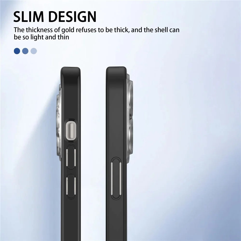 Magnetic Case for iPhone 14 Pro Max Anti-Fingerprint Phone Case Soft TPU Hard PC Shockproof Cover with Metal Lens Protection - Black - 6
