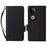 For vivo V50 5G Case with Wrist Strap Litchi Texture PU Leather Wallet Phone Cover - Black - 1