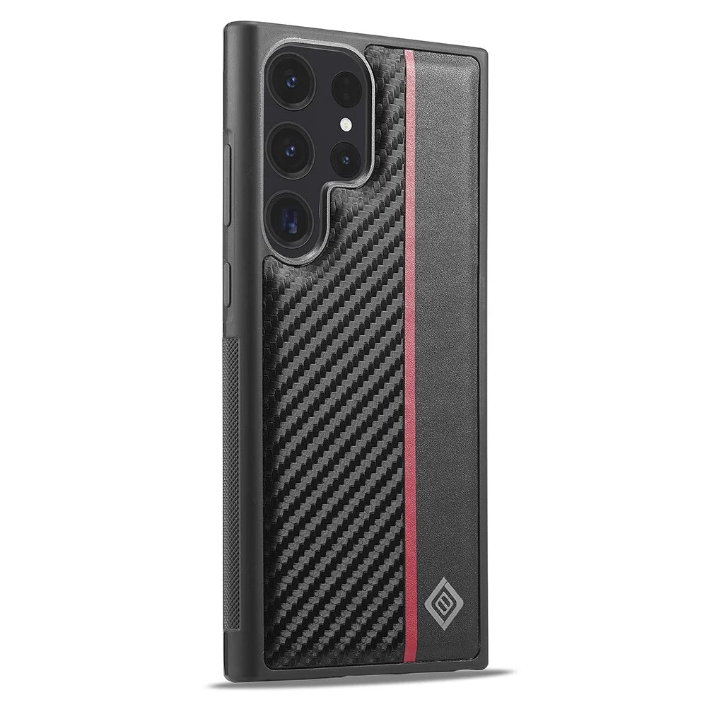 LC.IMEEKE For Samsung Galaxy S25 Ultra Case Carbon Fiber Texture Leather + TPU + EVA Phone Cover - 4