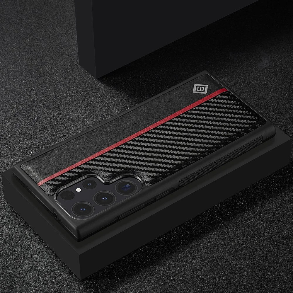 LC.IMEEKE For Samsung Galaxy S25 Ultra Case Carbon Fiber Texture Leather + TPU + EVA Phone Cover - 6
