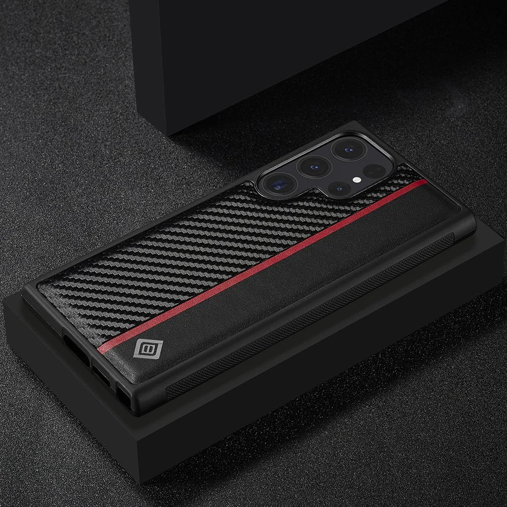 LC.IMEEKE For Samsung Galaxy S25 Ultra Case Carbon Fiber Texture Leather + TPU + EVA Phone Cover - 7