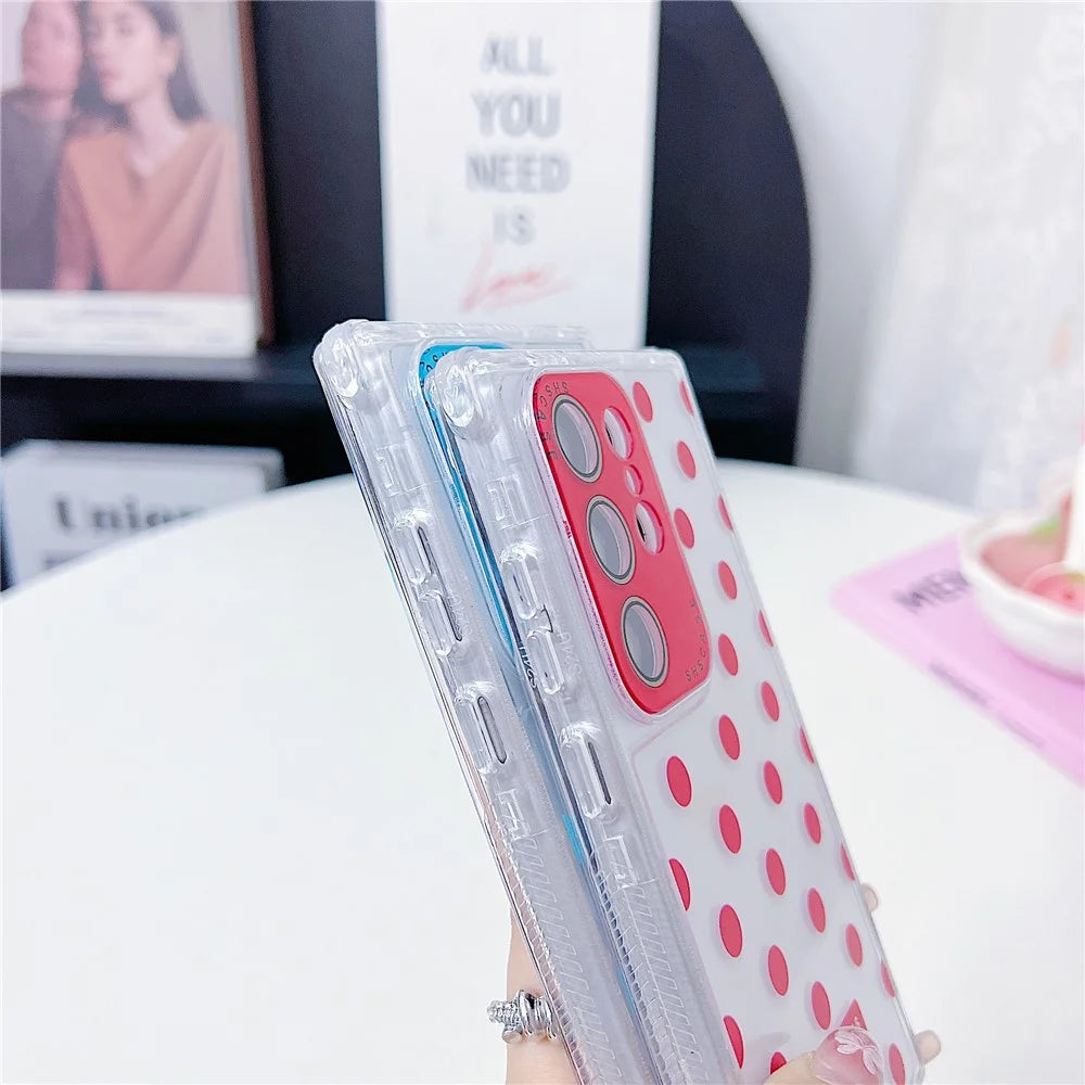 For Samsung Galaxy S25 Ultra Case Clear PC + TPU Phone Cover with Polka Dot Pattern and Lens Film - Purple - 3