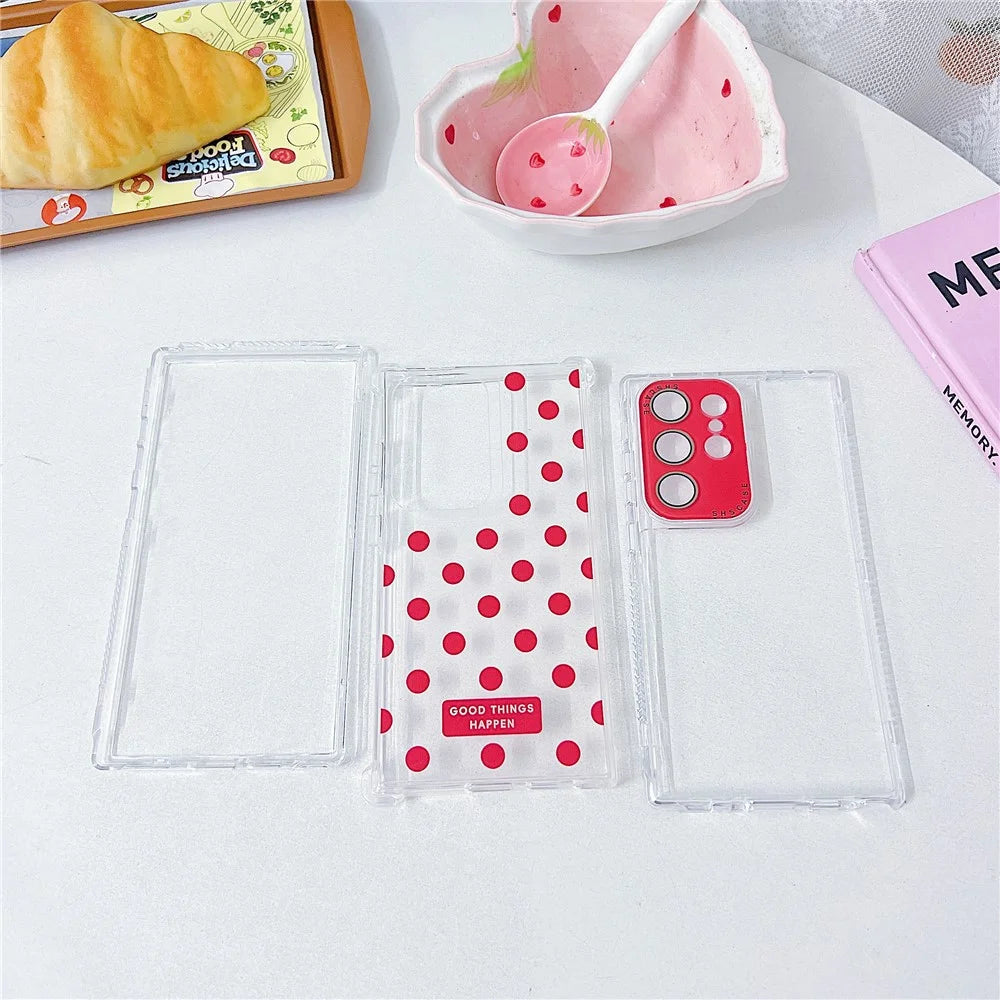For Samsung Galaxy S25 Ultra Case Clear PC + TPU Phone Cover with Polka Dot Pattern and Lens Film - Purple - 4