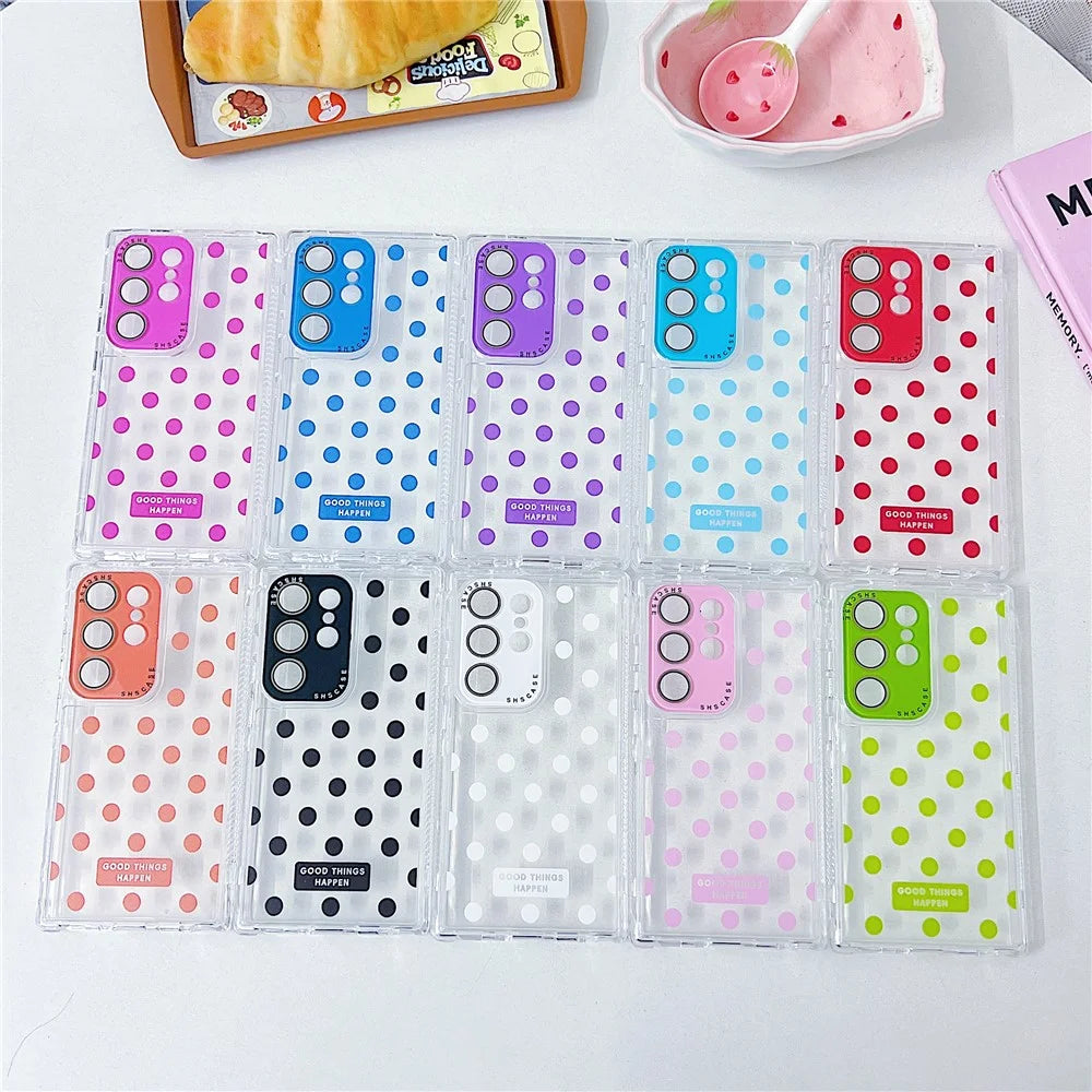 For Samsung Galaxy S25 Ultra Case Clear PC + TPU Phone Cover with Polka Dot Pattern and Lens Film - Purple - 5