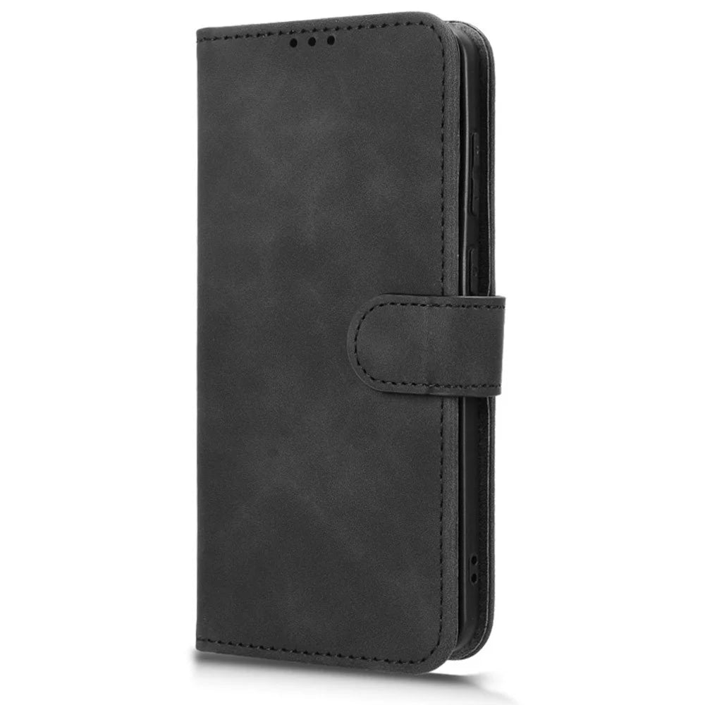For Samsung Galaxy S25 Edge Leather Case Skin Feel Anti Drop Wallet Flip Phone Cover - Black - 6