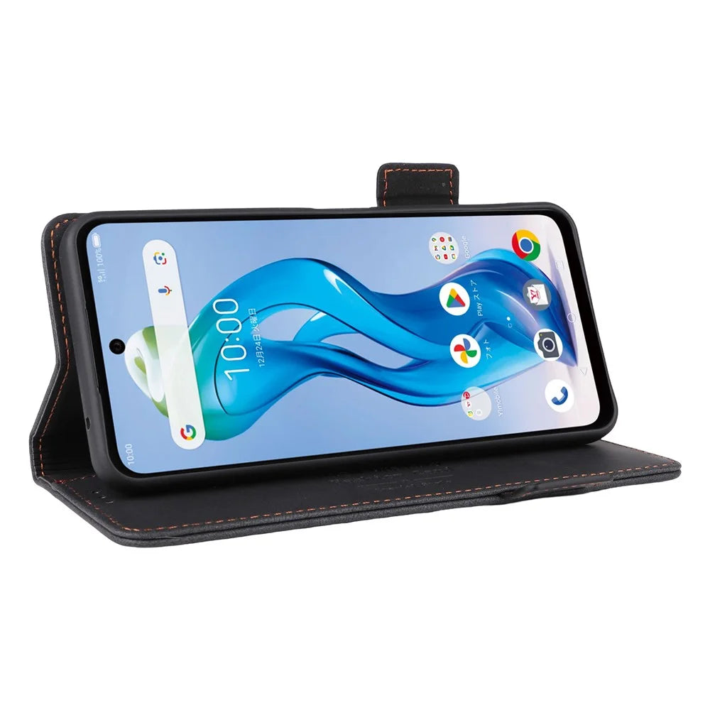 For ZTE nubia S 5G A403ZT Case Leather Wallet Flip Phone Cover with Hardware Decor - Black - 3