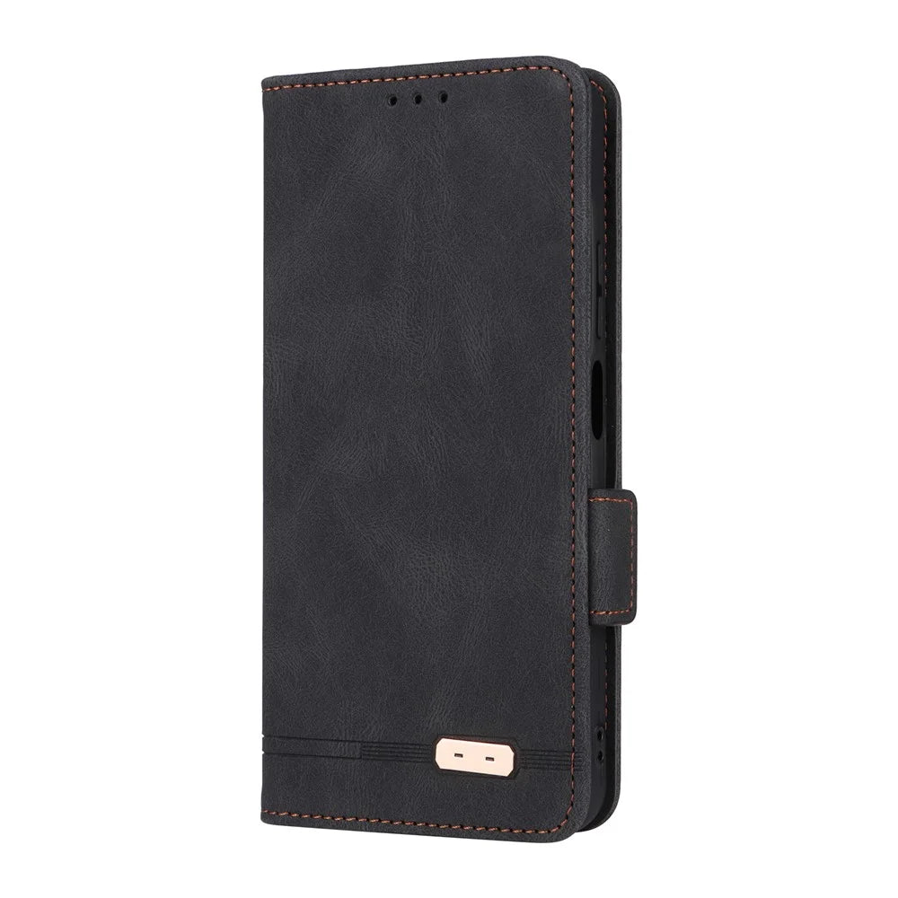 For ZTE nubia S 5G A403ZT Case Leather Wallet Flip Phone Cover with Hardware Decor - Black - 5