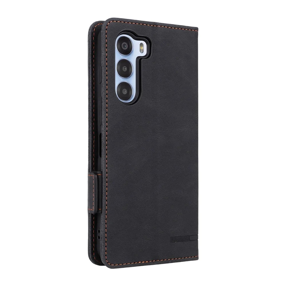 For ZTE nubia S 5G A403ZT Case Leather Wallet Flip Phone Cover with Hardware Decor - Black - 6