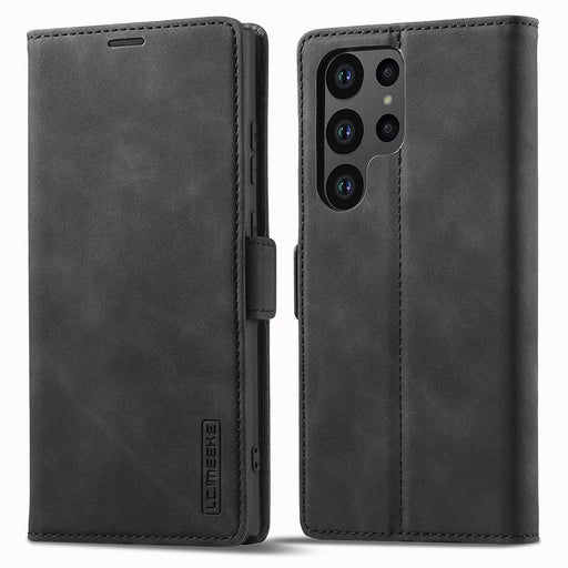 LC.IMEEKE For Samsung Galaxy S25 Ultra Case Wallet Microfiber Leather Phone Cover - Black - 1