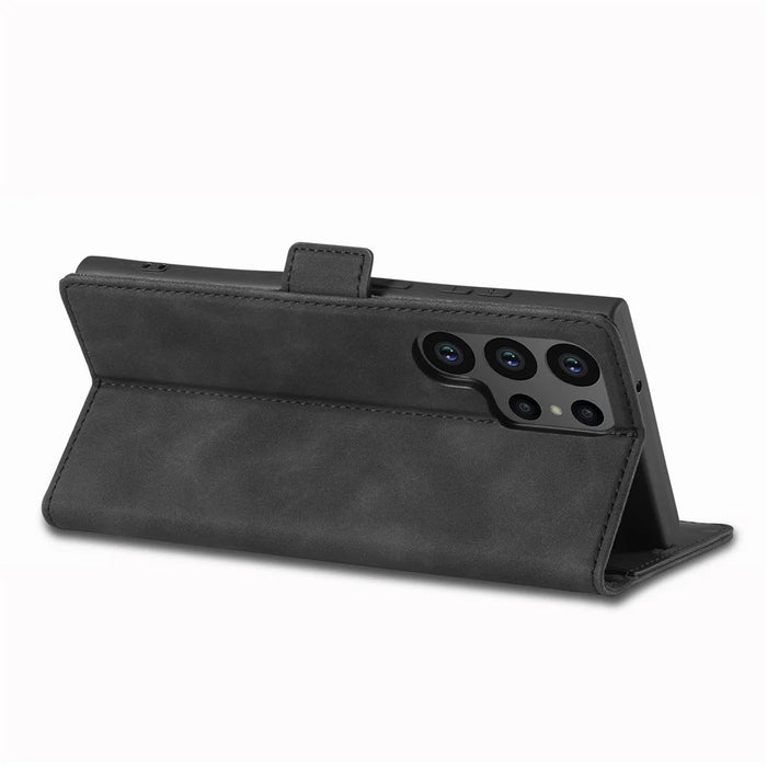 LC.IMEEKE For Samsung Galaxy S25 Ultra Case Wallet Microfiber Leather Phone Cover - Black - 4