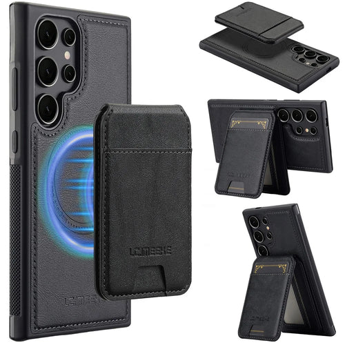 LC.IMEEKE L3 For Samsung	Galaxy S25 Ultra Magnetic Case Detachable Card Holder Leather + TPU Mobile Cover - Black - 1
